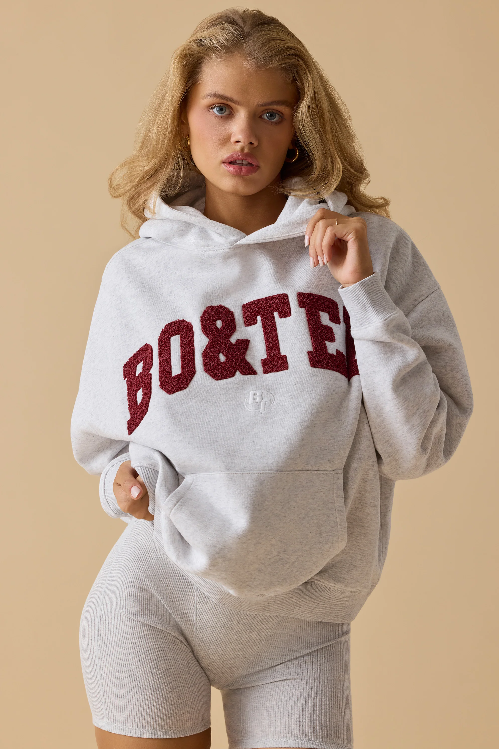 Oversized Hooded Sweatshirt in Heather Grey - Image 6