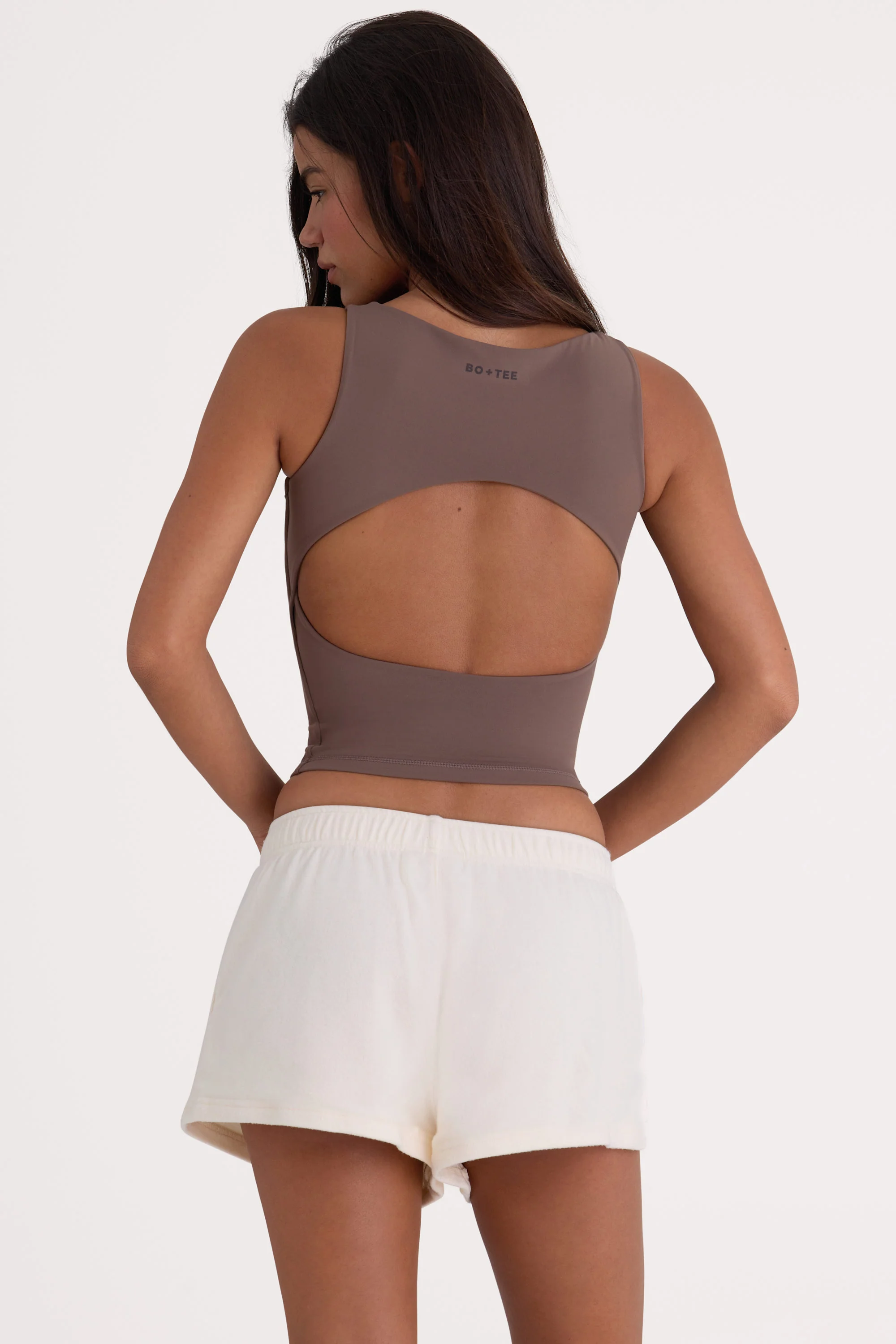 Brushed Jersey Elasticated Mini Shorts in Ecru - Image 2
