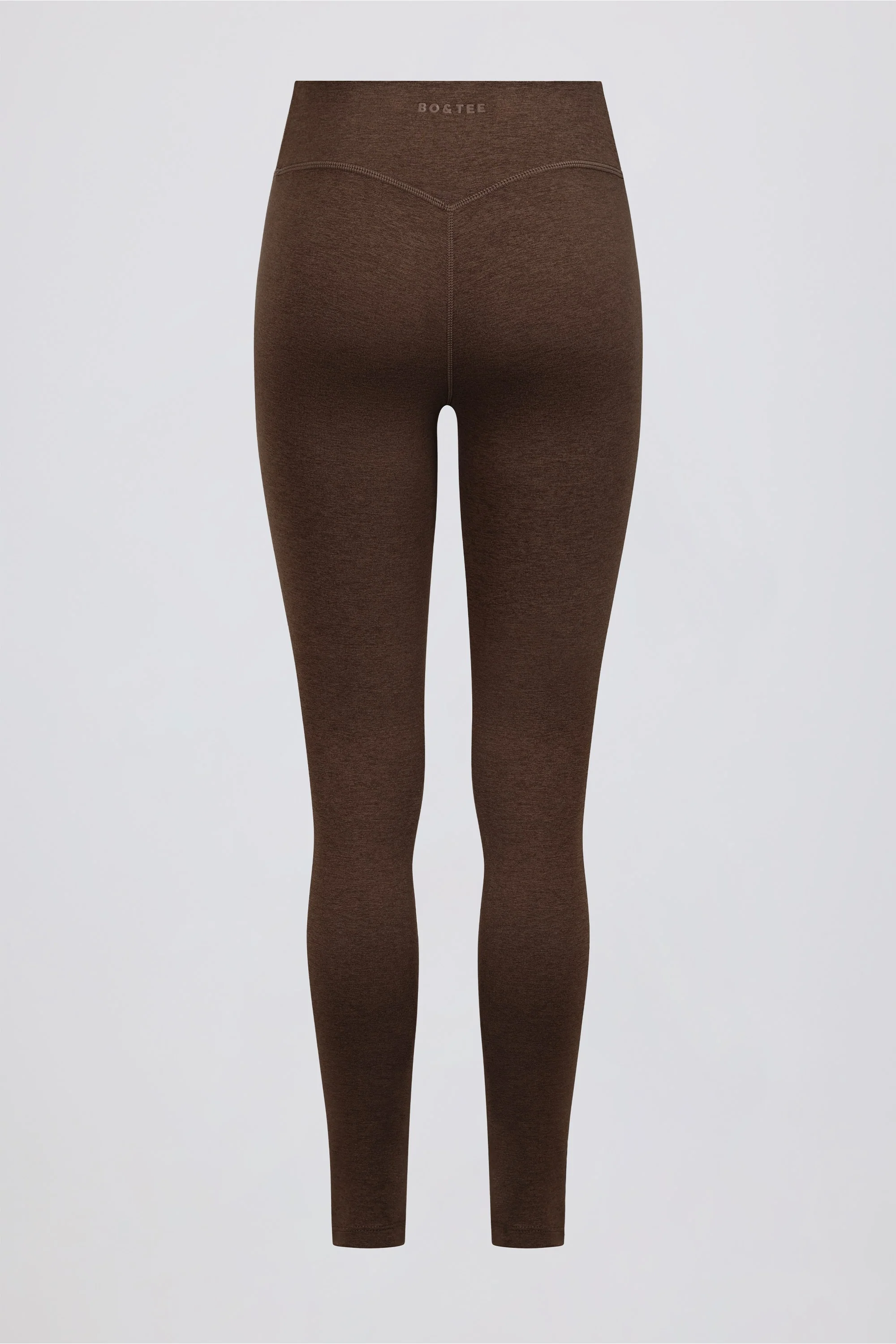 Brushed Jersey Ruched Mid-Rise Leggings in Pecan Marl - Image 6
