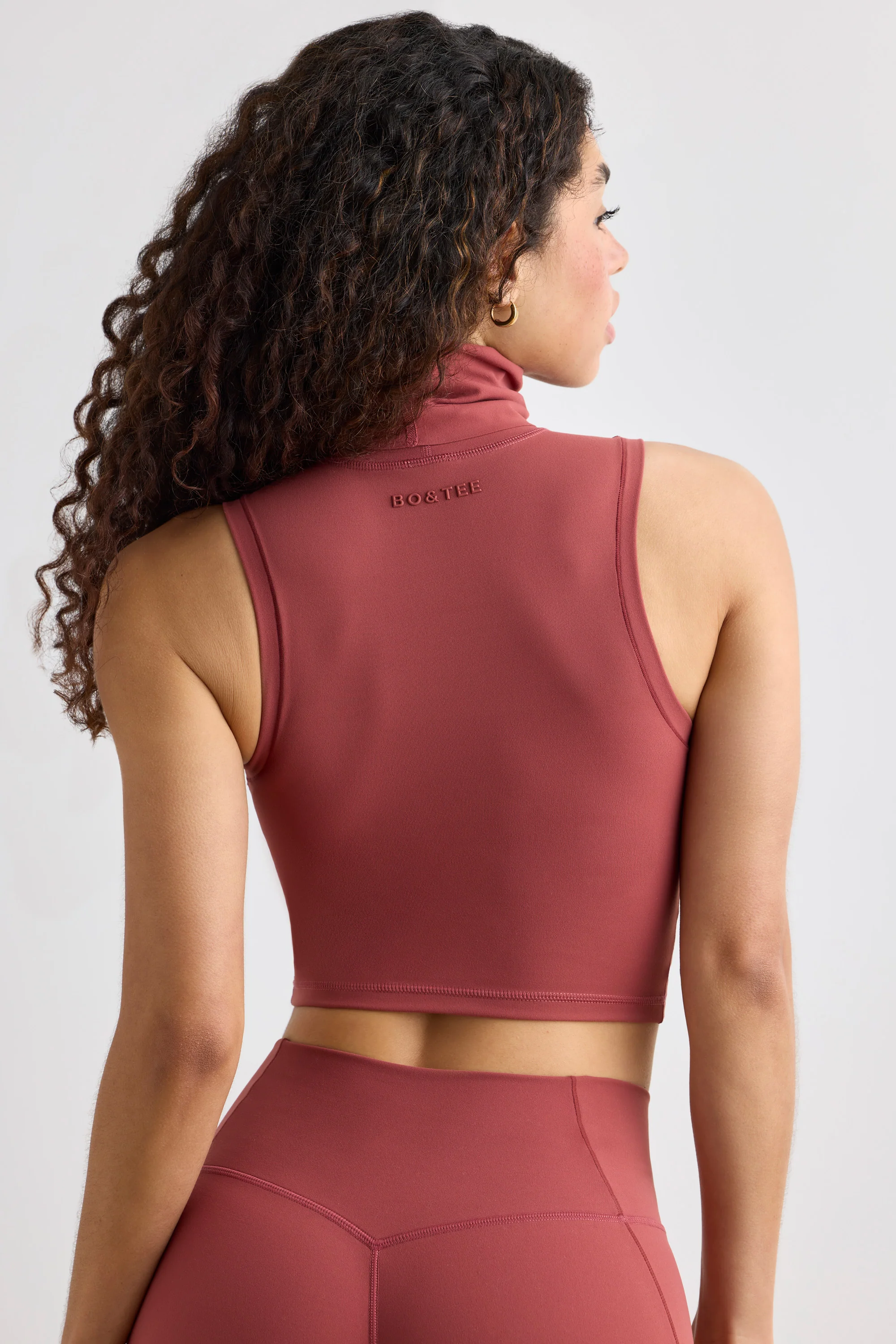 Soft Active Turtleneck Tank Top in Rust - Image 3