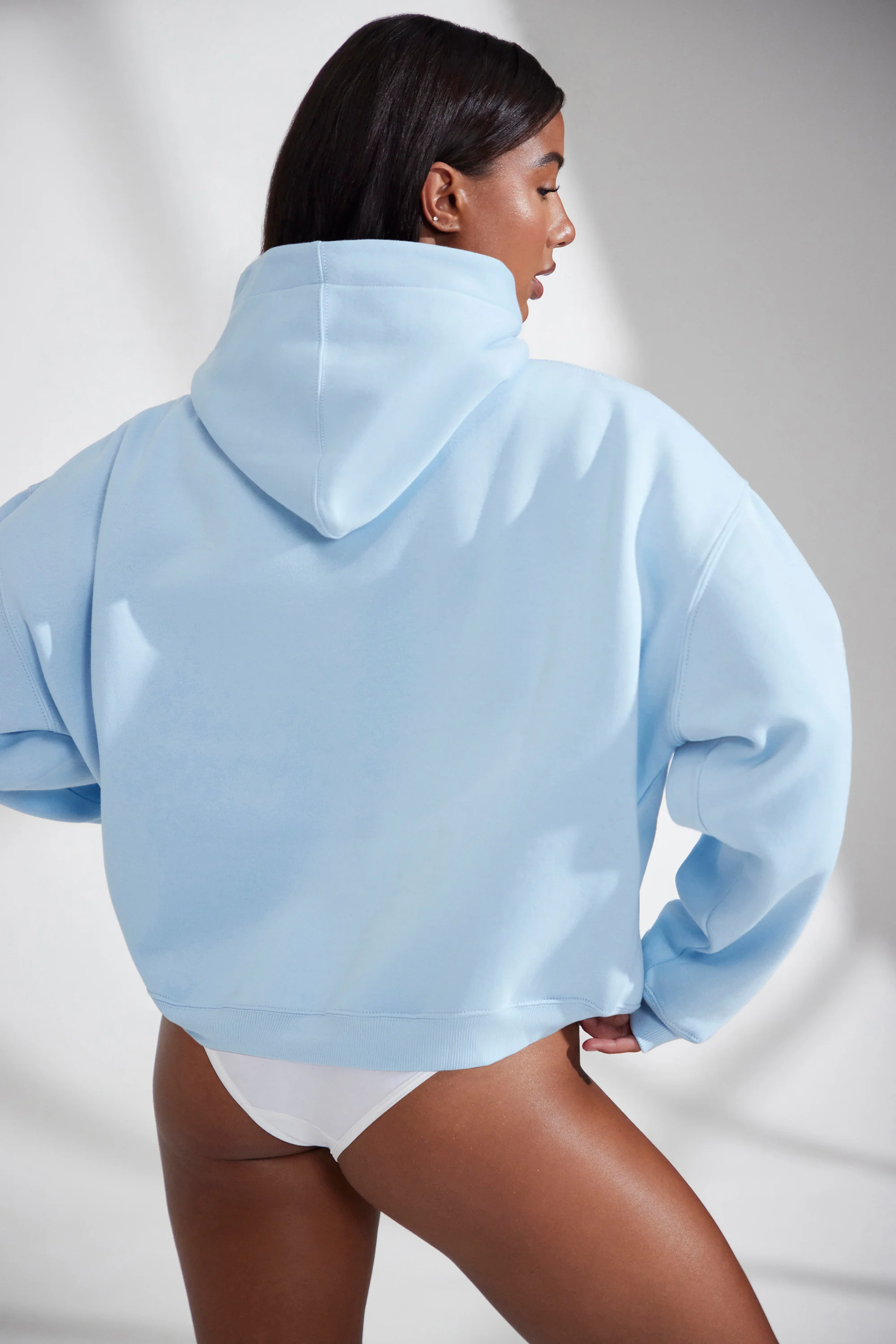 Varsity - Oversized Hooded Sweatshirt in Baby Blue - Image 3